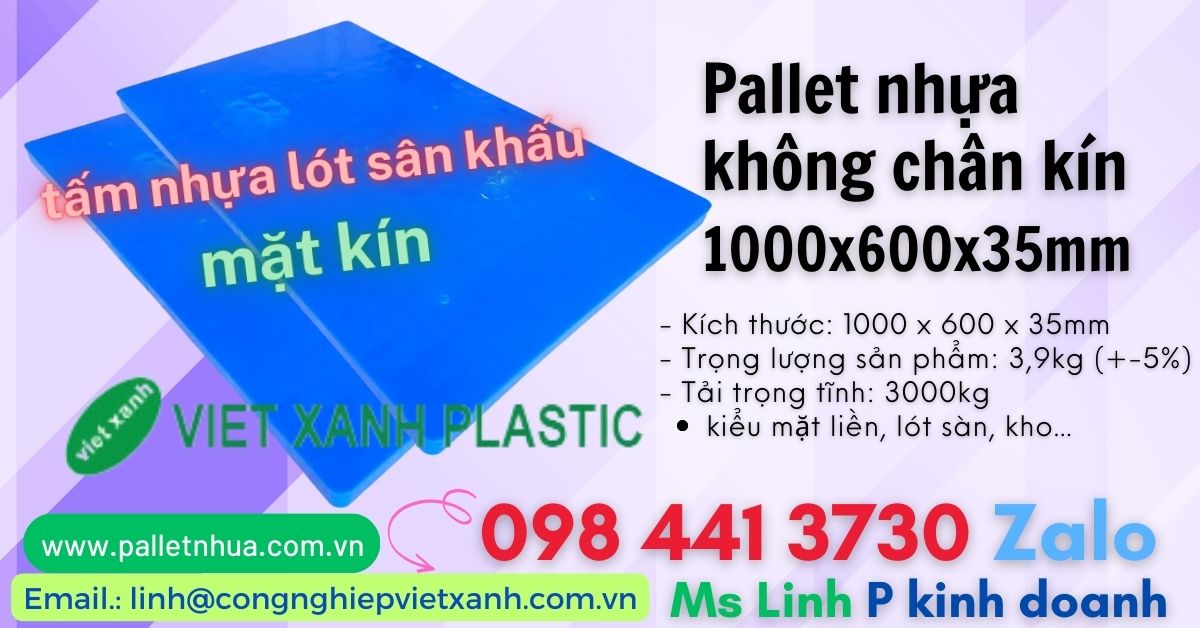 Pallet nhựa không chân 1000x600x3.5cm mặt kín